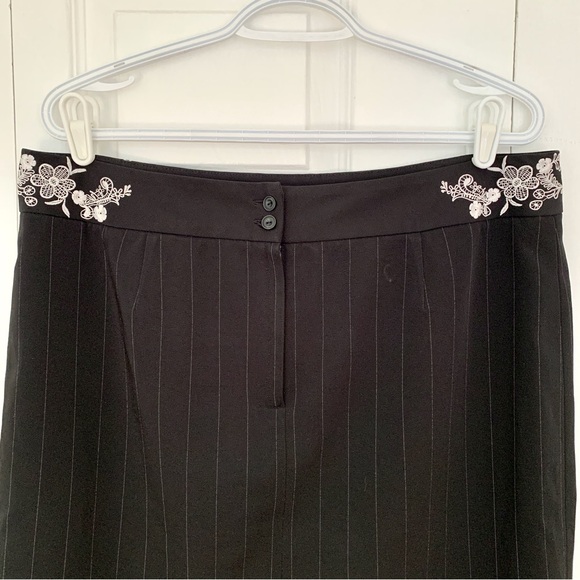 JESSICA Black Embroidered Pin Striped Dress Women’s Size 16 - Picture 4 of 5